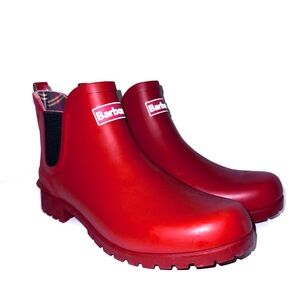 Barbour Wilton Spiced Pumpkin Rubber Rain Ankle Boots 8